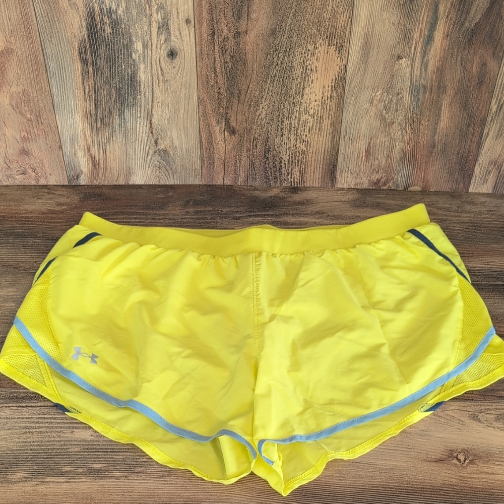 Under Armour Women's Neon Yellow Lined Athletic Shorts XXL W150